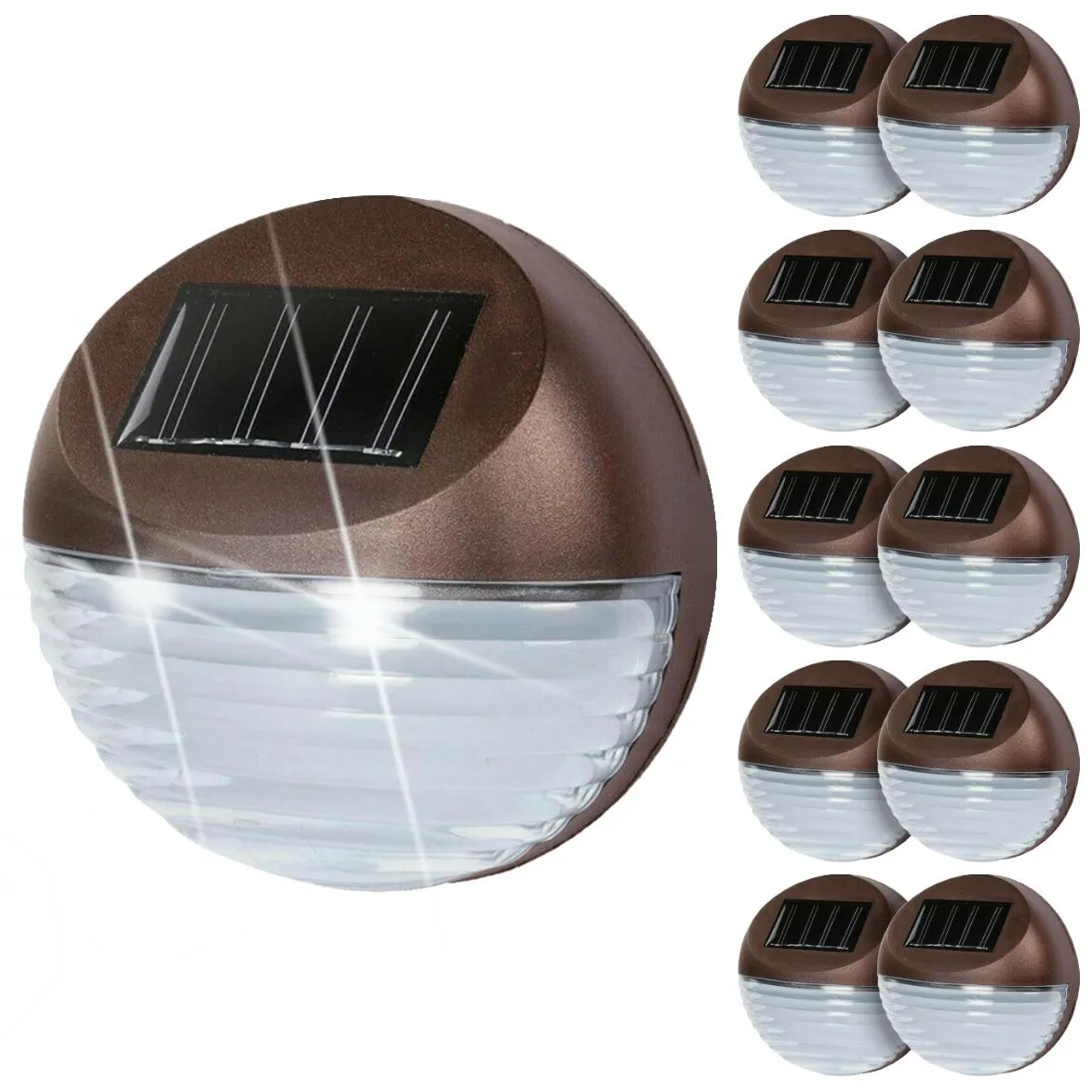 10 x Solar LED Fence Lights Bronze