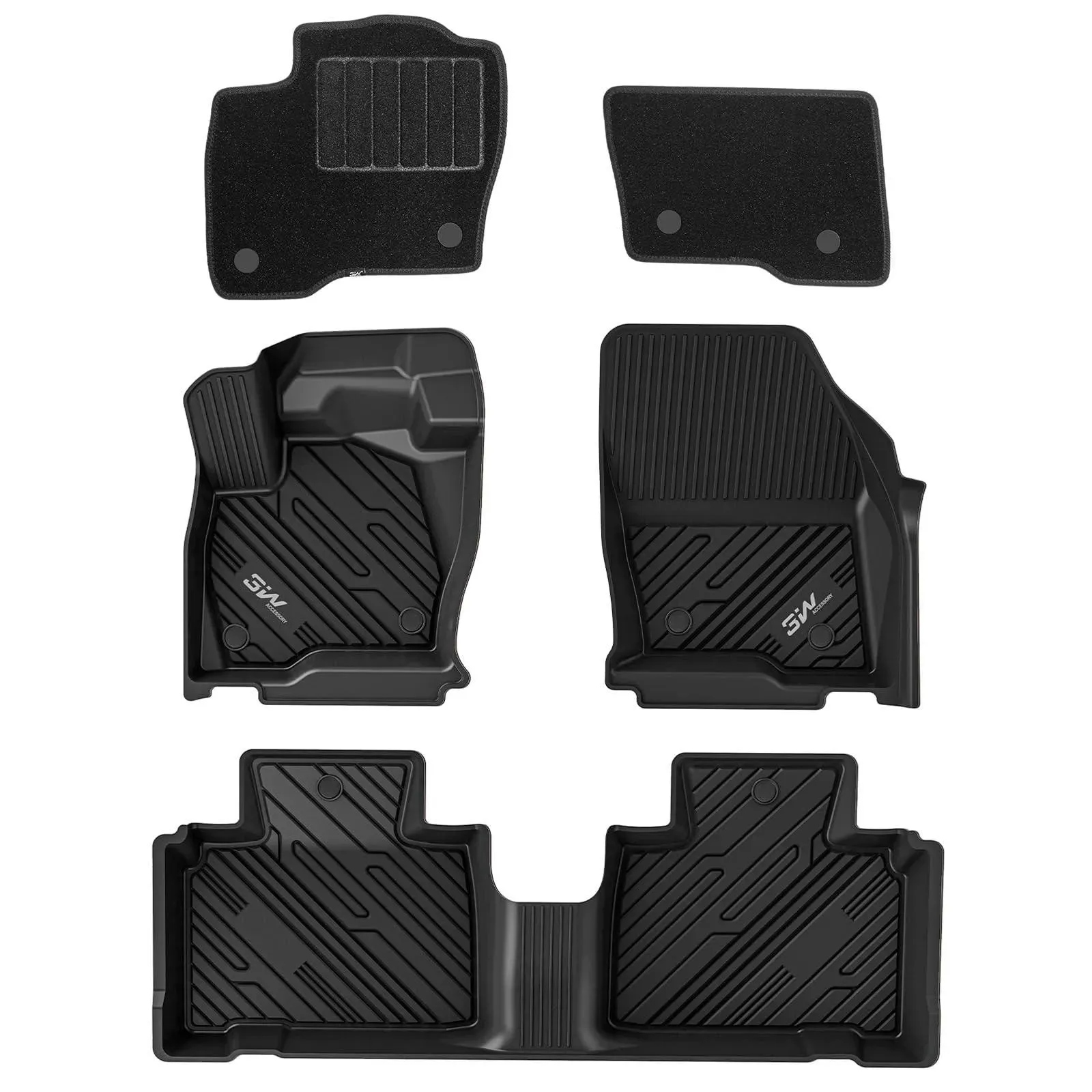 3W Ford Edge 2015-2024 Custom Floor Mats TPE Material & All-Weather Protection