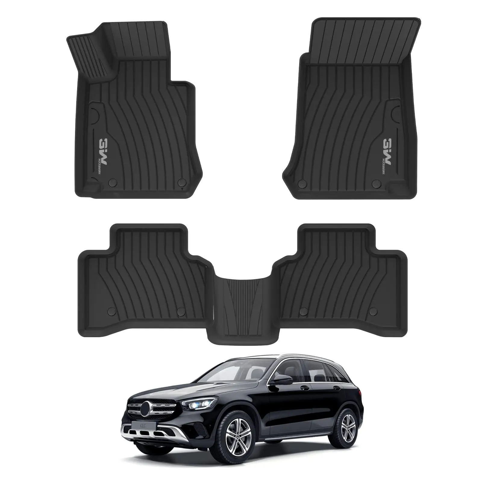 3W Mercedes-Benz GLC 2016-2022 Custom Floor Mats / Trunk Mat TPE Material & All-Weather Protection