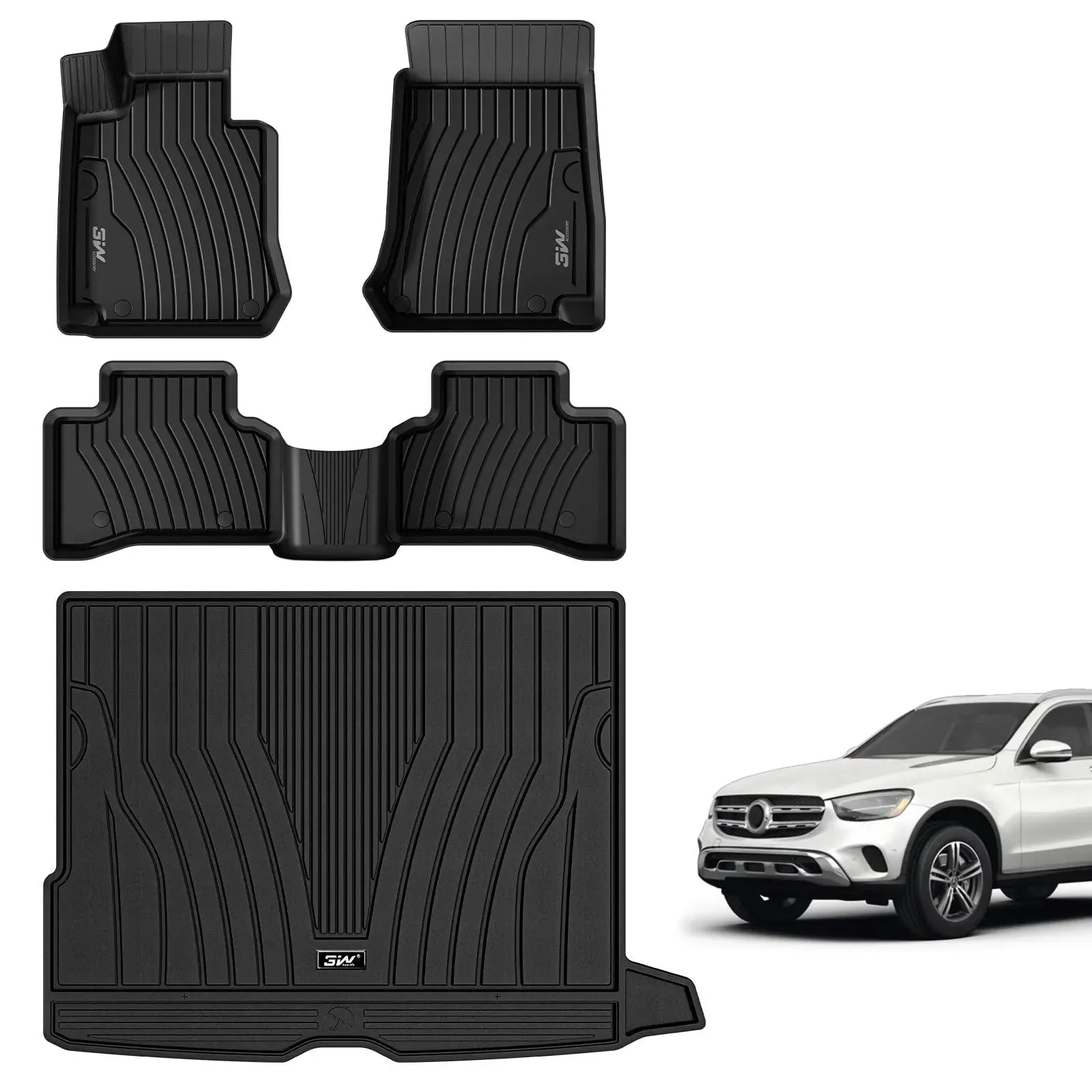 3W Mercedes-Benz GLC 2016-2022 Custom Floor Mats / Trunk Mat TPE Material & All-Weather Protection