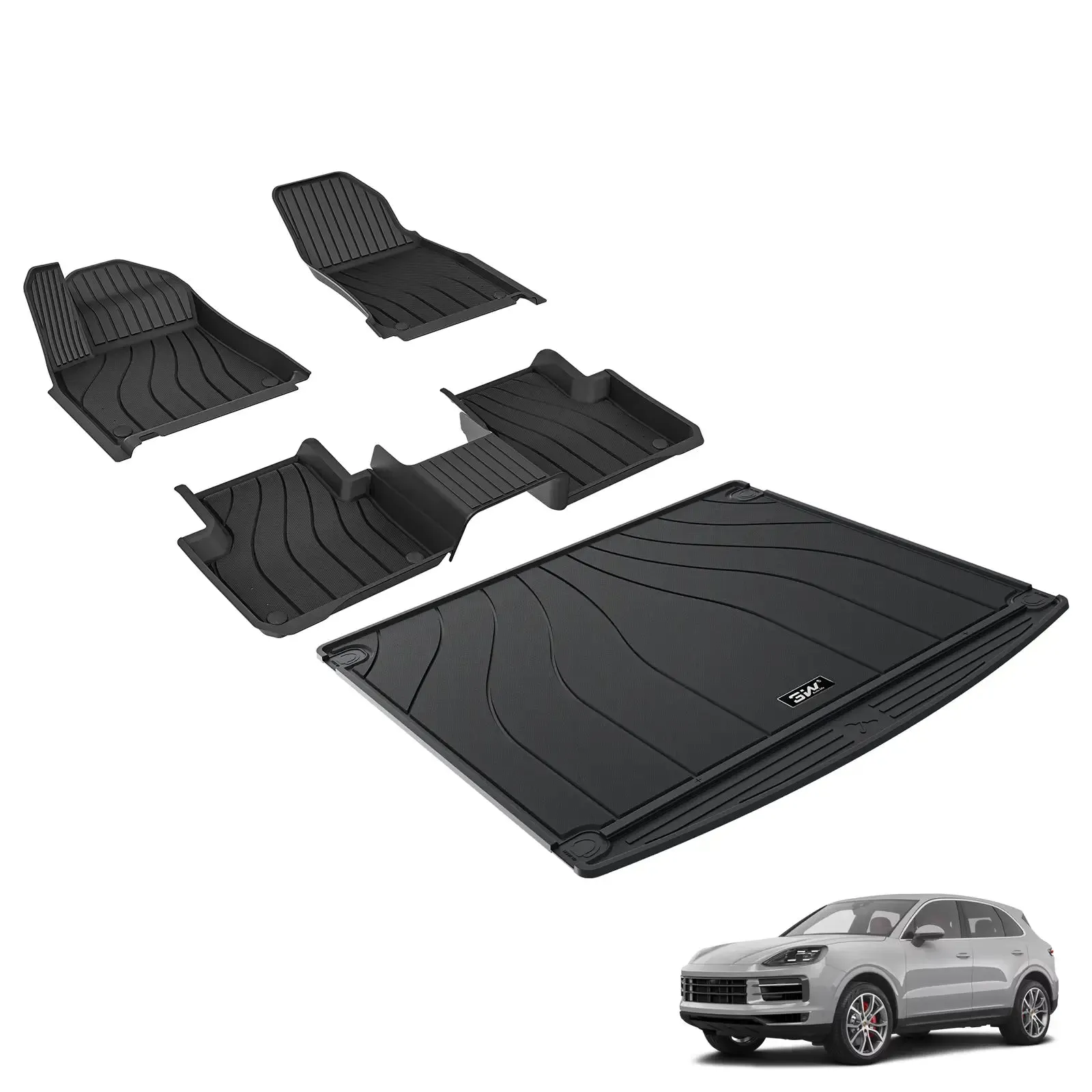 3W Porsche Cayenne 2019-2025 Custom Floor Mats TPE Material & All-Weather Protection