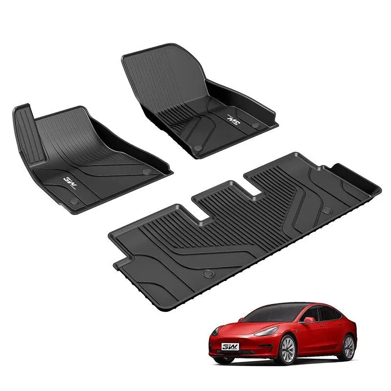 3W Tesla Model 3 2021-2023 Custom Floor Mats / Trunk Mats TPE Material & All-Weather Protection