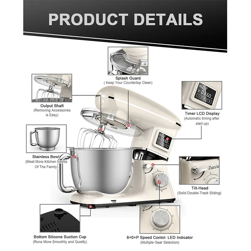 6.5L Mixer Planetary 6-speed Kitchen Stainless Steel Bowl Cake Mixer Machine