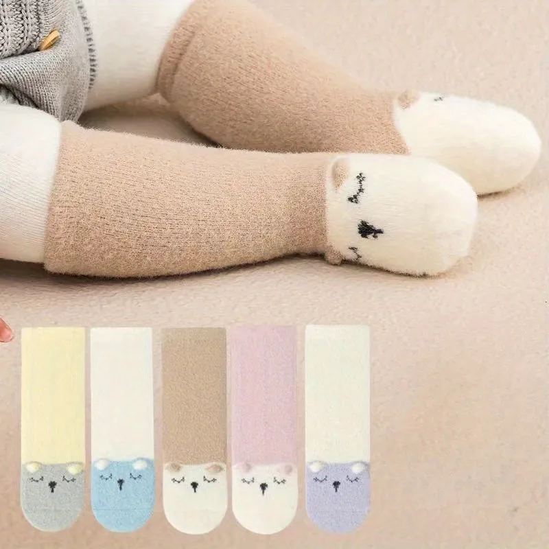 A Pair Of Baby Girl's Adorable Knee High Socks, Knitted Thickened Thermal Casual Comfy Socks, Winter