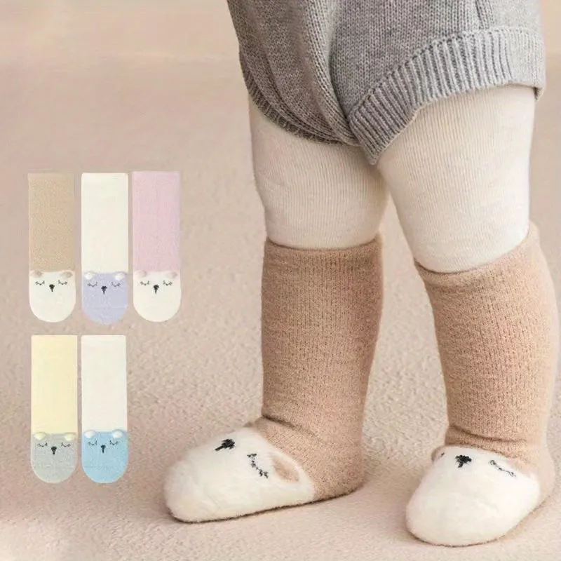 A Pair Of Baby Girl's Adorable Knee High Socks, Knitted Thickened Thermal Casual Comfy Socks, Winter