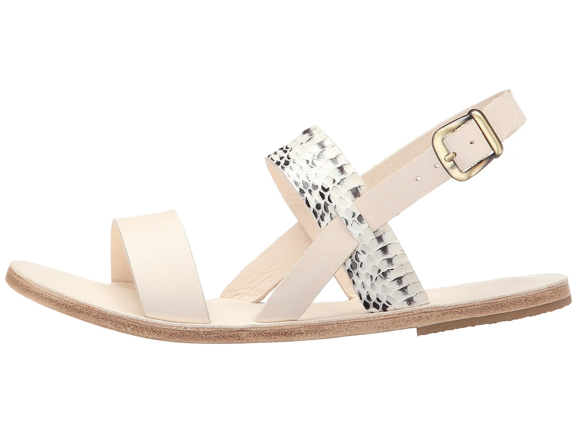 Abbot Kinney Blvd - Leather Snake Skin Sandal | Natural