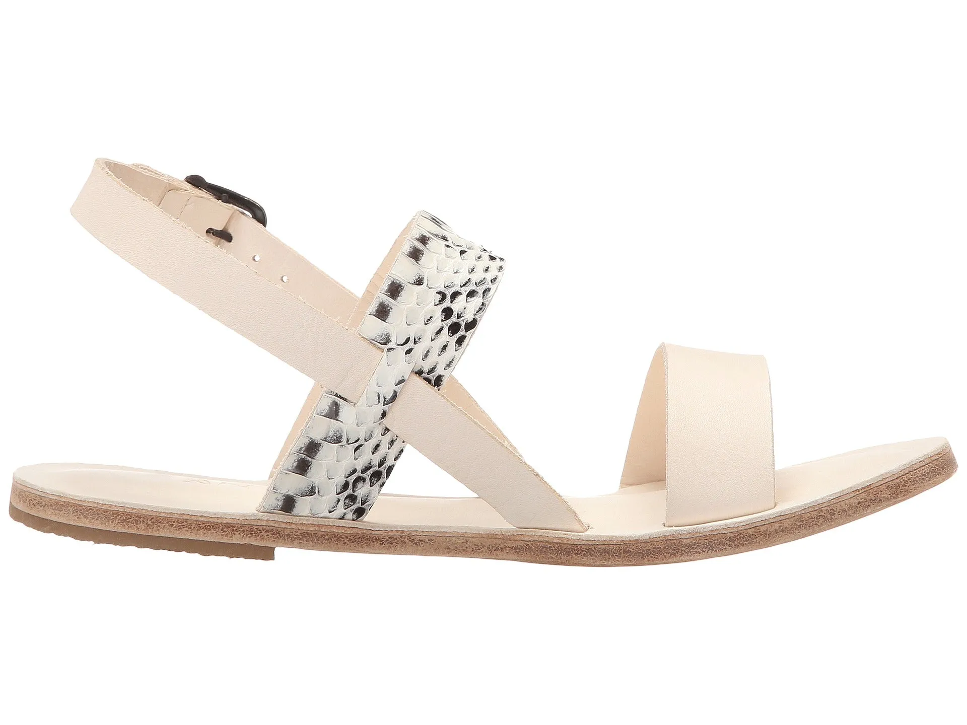 Abbot Kinney Blvd - Leather Snake Skin Sandal | Natural