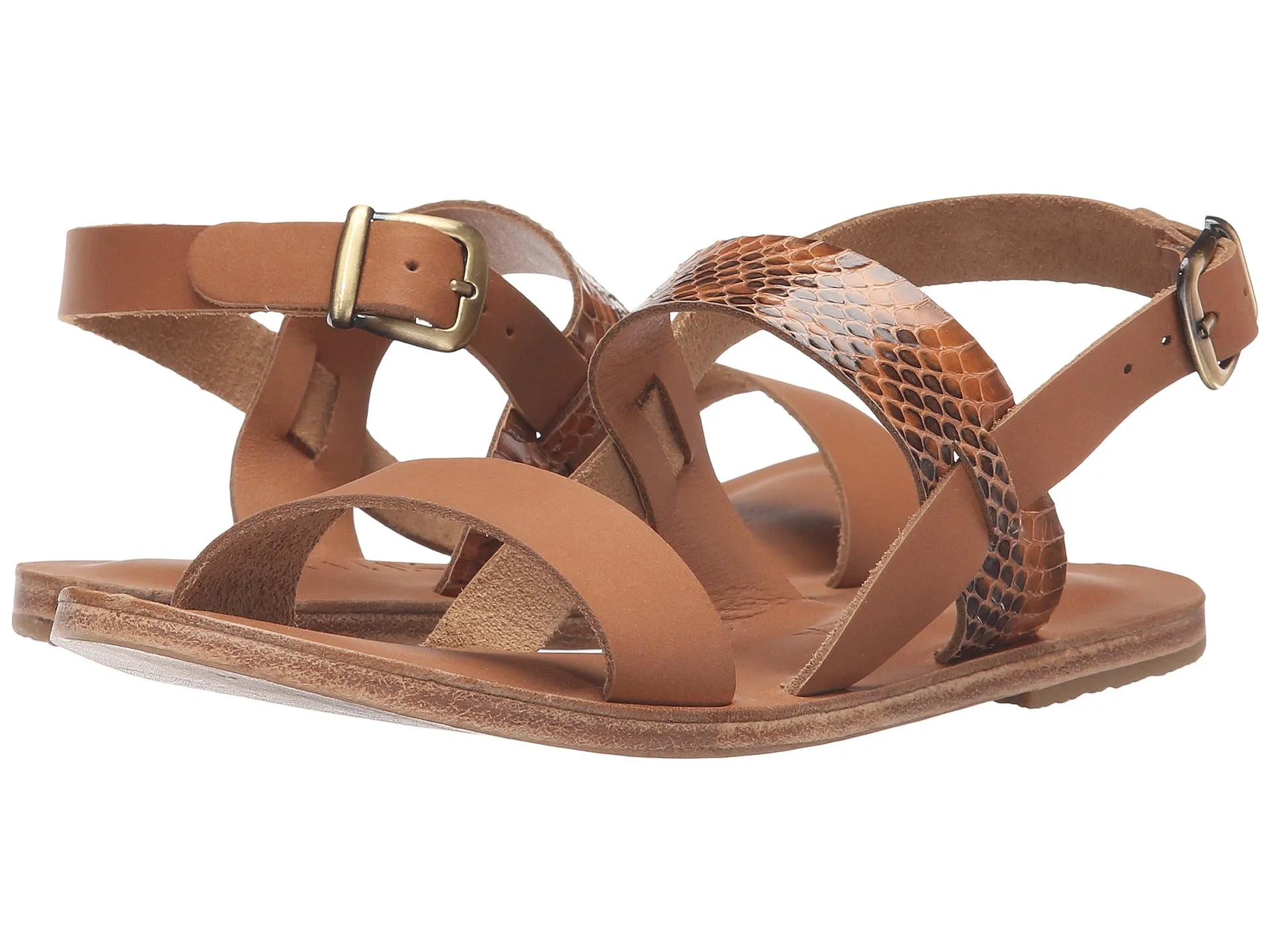 Abbot Kinney Blvd - Leather Snake Skin Sandal | Tan