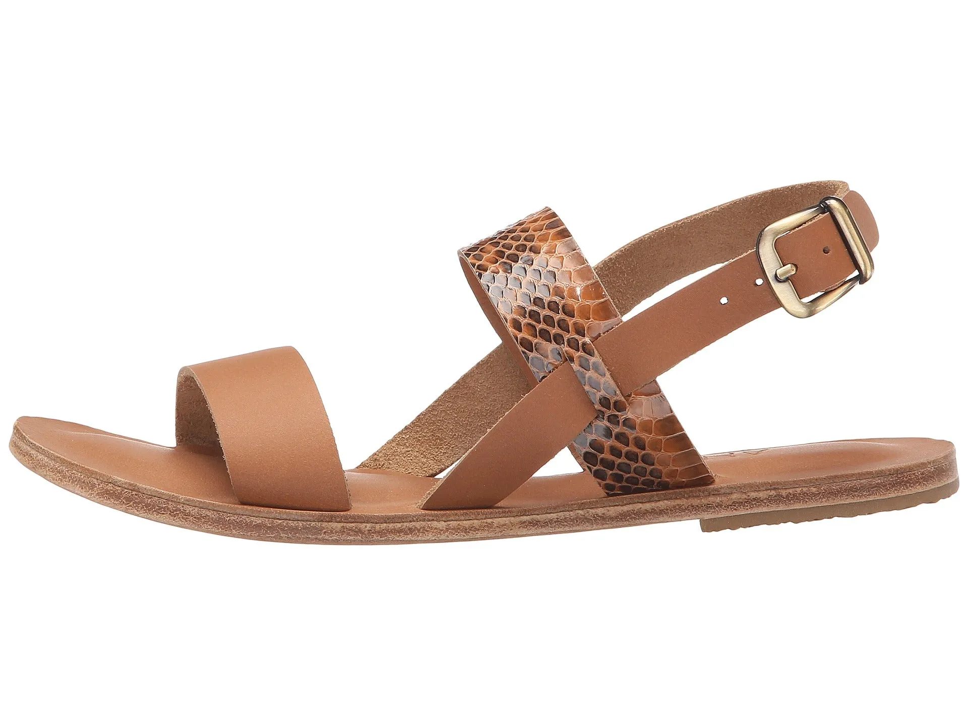 Abbot Kinney Blvd - Leather Snake Skin Sandal | Tan