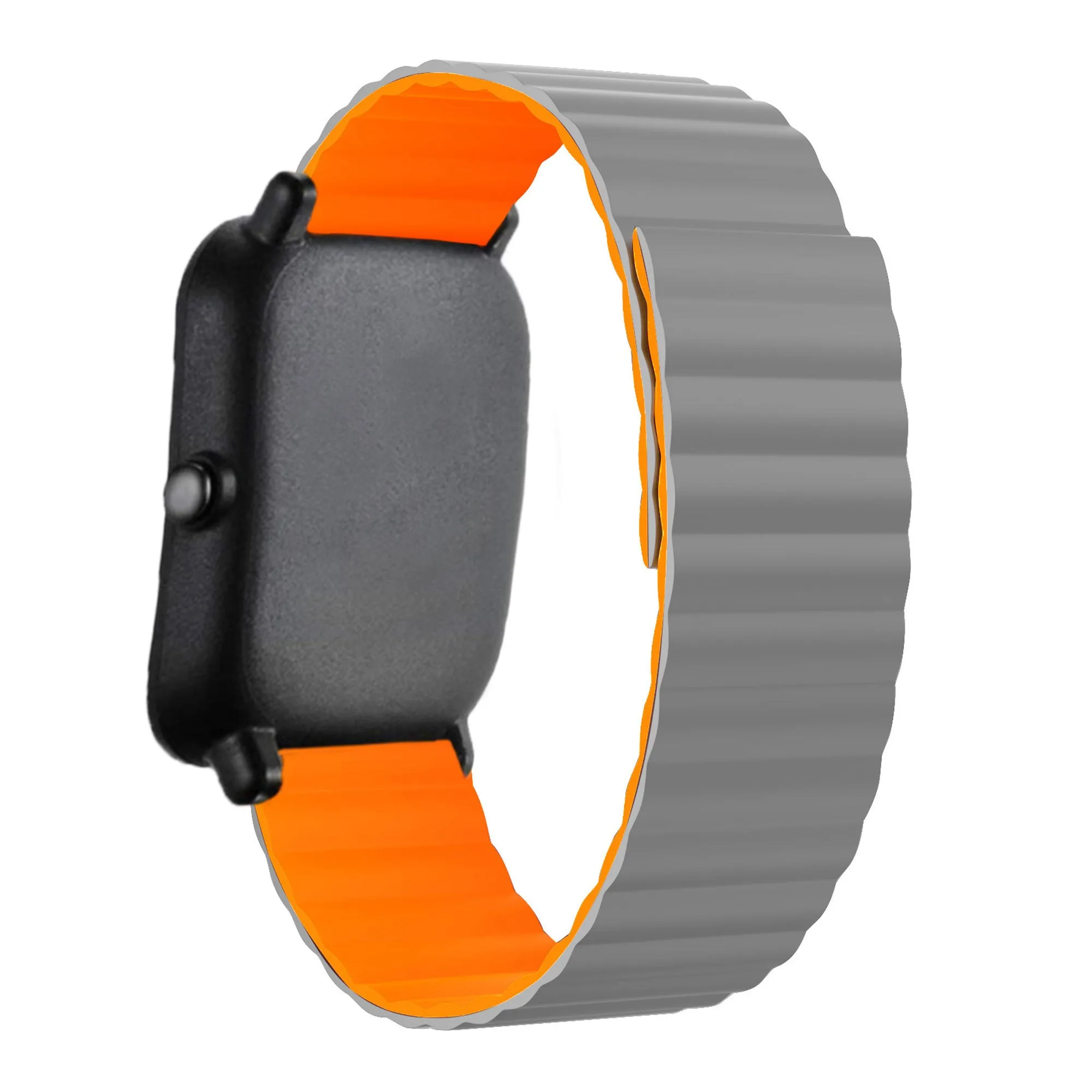 Amazfit Bip Magnetic Silicone Strap (Grey/Orange)