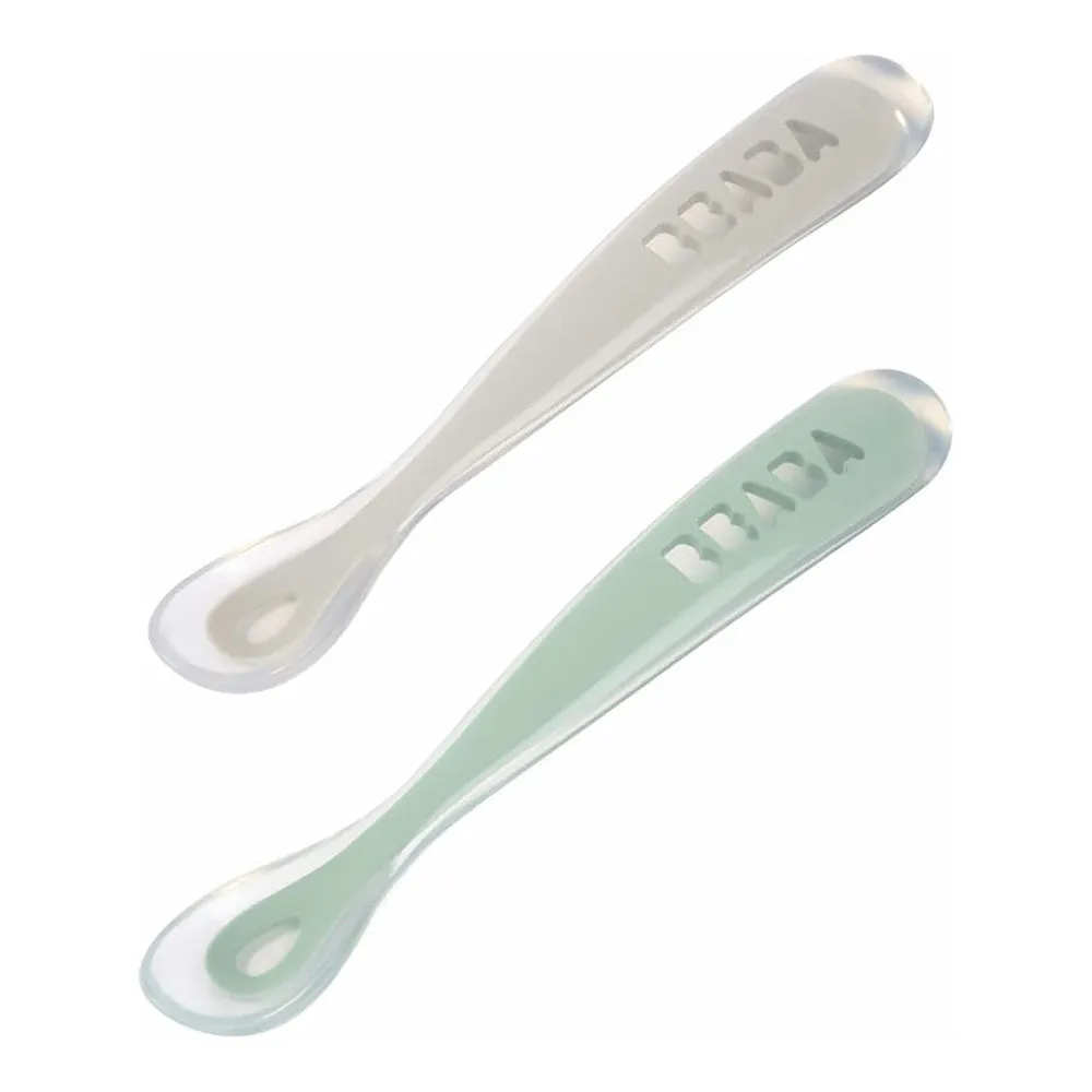 Beaba 1st Stage Silicone Spoon Travel Twin Set With Case