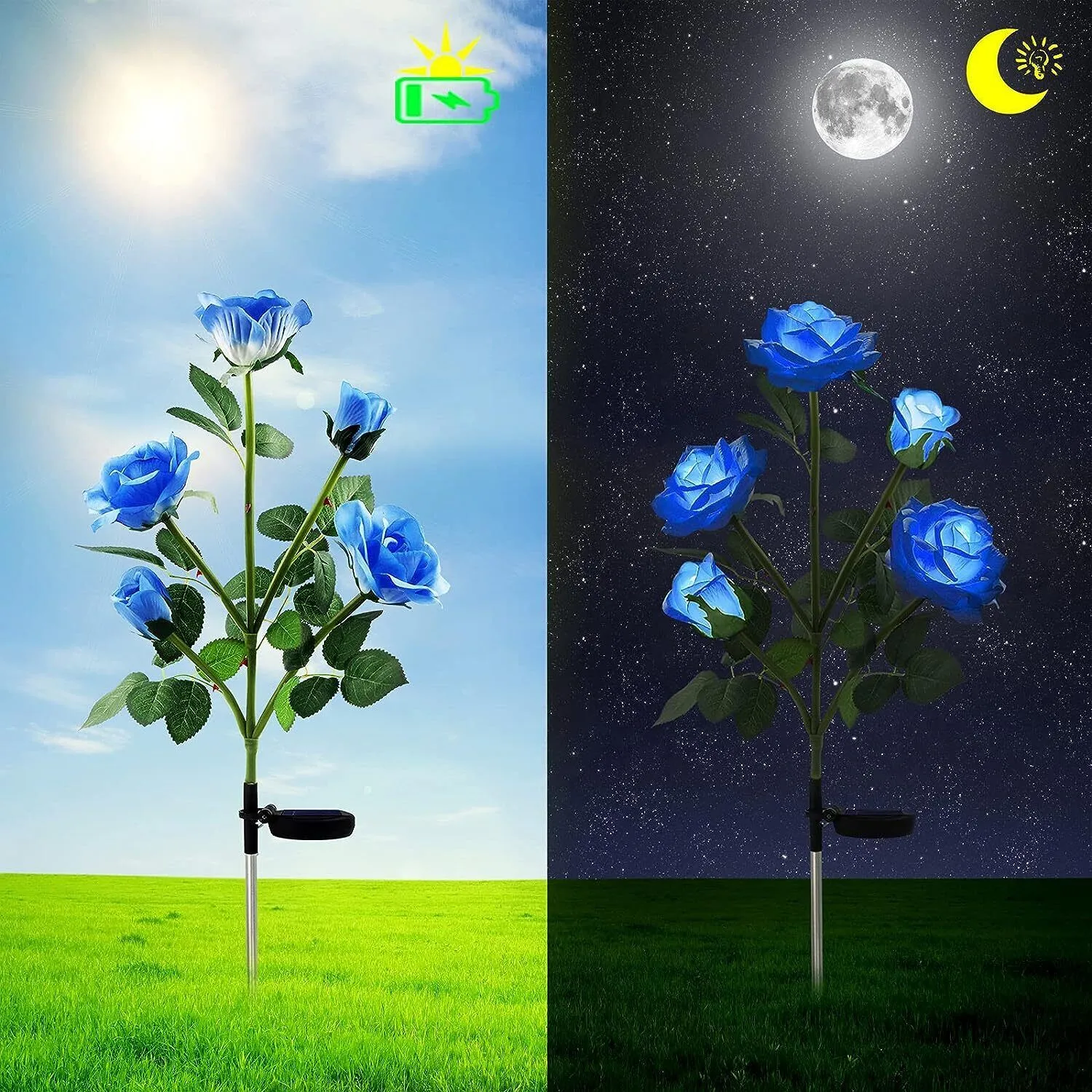 Brighter Rose Solar Garden Lights 5 Pack Waterproof 75cm