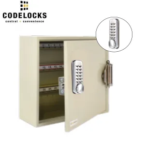 CodeLocks - Key Secure Hook Padlock Cabinet w/ CL160 - Self Closing - Mechanical Lock - Tubular Mortise Latch - Hold Back Feature - QuickCode - Optional Cabinet Storage