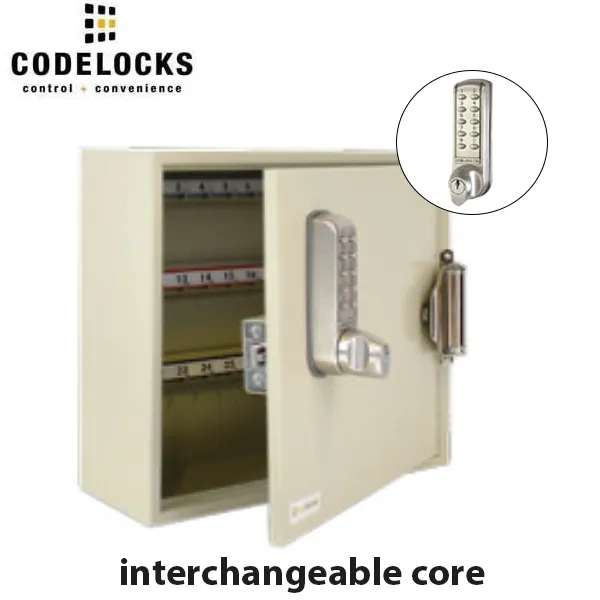 CodeLocks - Key Secure Hook Padlock Cabinet w/ CL2255 - Self Closing - Mechanical Lock - Tubular Mortise Latch - Hold Back Feature - QuickCode - Optional Cabinet Storage