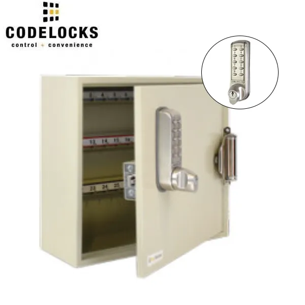 CodeLocks - Key Secure Hook Padlock Cabinet w/ CL2255 - Self Closing - Mechanical Lock - Tubular Mortise Latch - Hold Back Feature - QuickCode - Optional Cabinet Storage