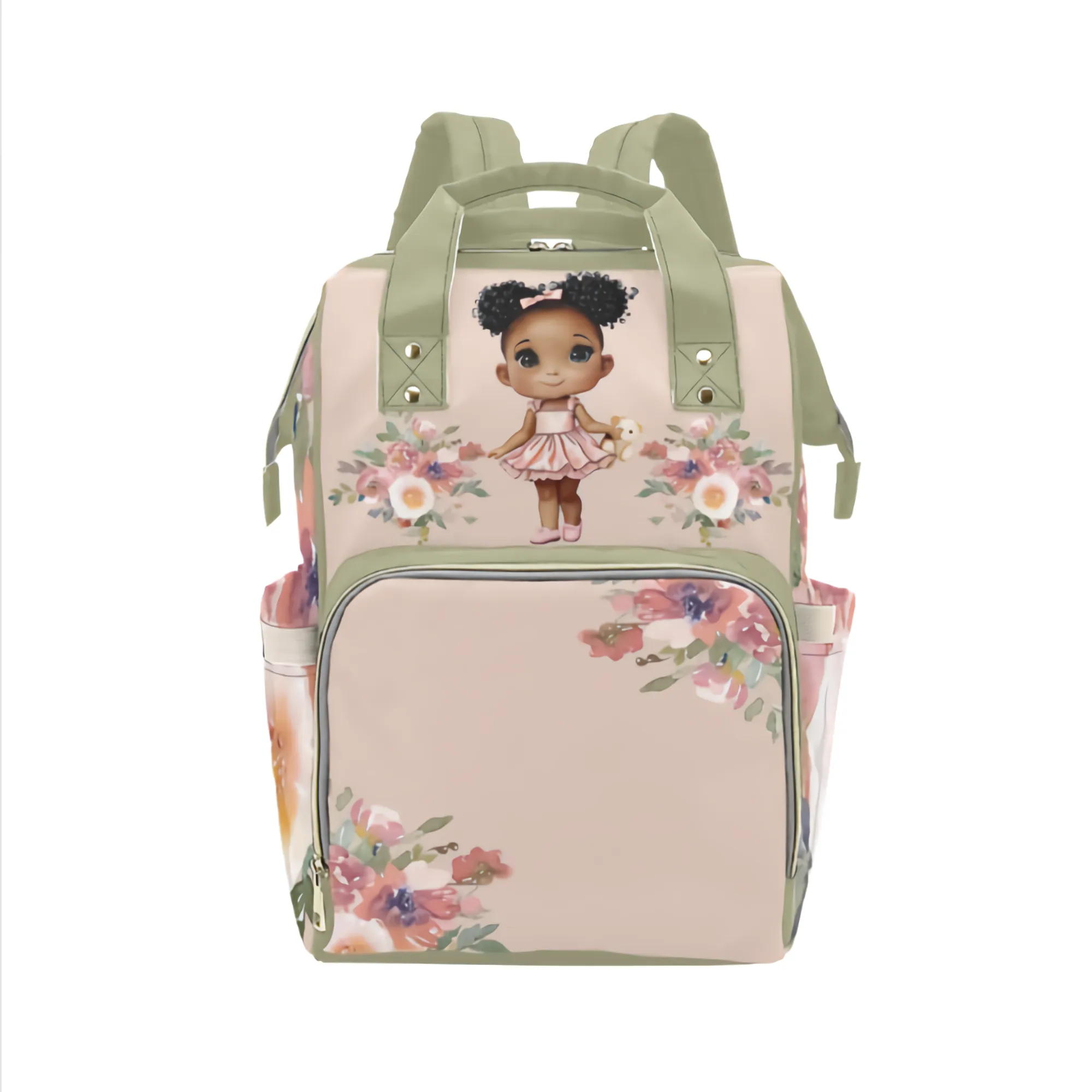 Cutest African American Baby Girl in Pink Tutu Multi-Function Waterproof Diaper Backpack Bag