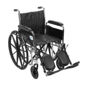 Drive Medical cs18dfa-elr Chrome Sport Wheelchair, Detachable Full Arms, Elevating Leg Rests, 18" Seat