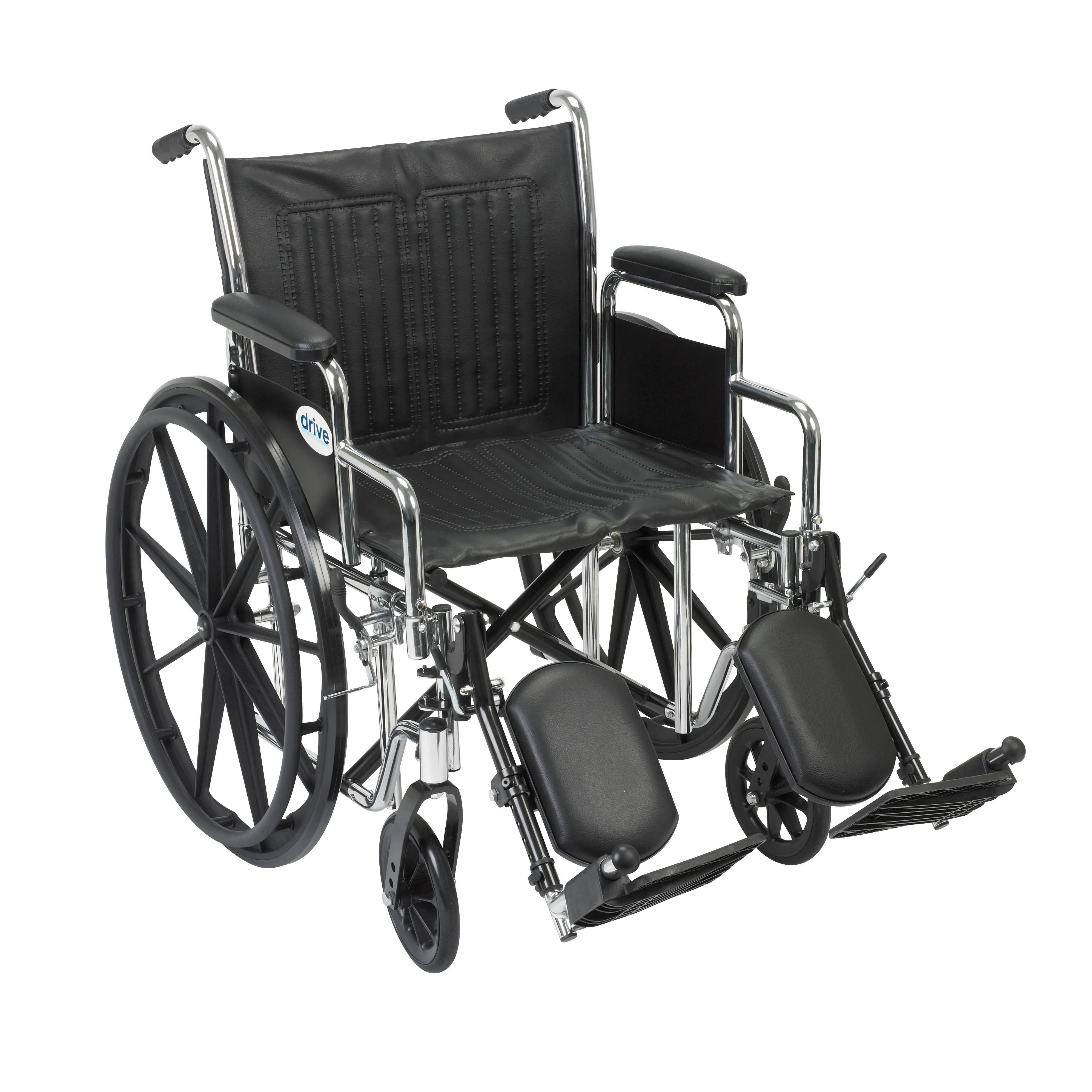 Drive Medical cs20dda-elr Chrome Sport Wheelchair, Detachable Desk Arms, Elevating Leg Rests, 20" Seat