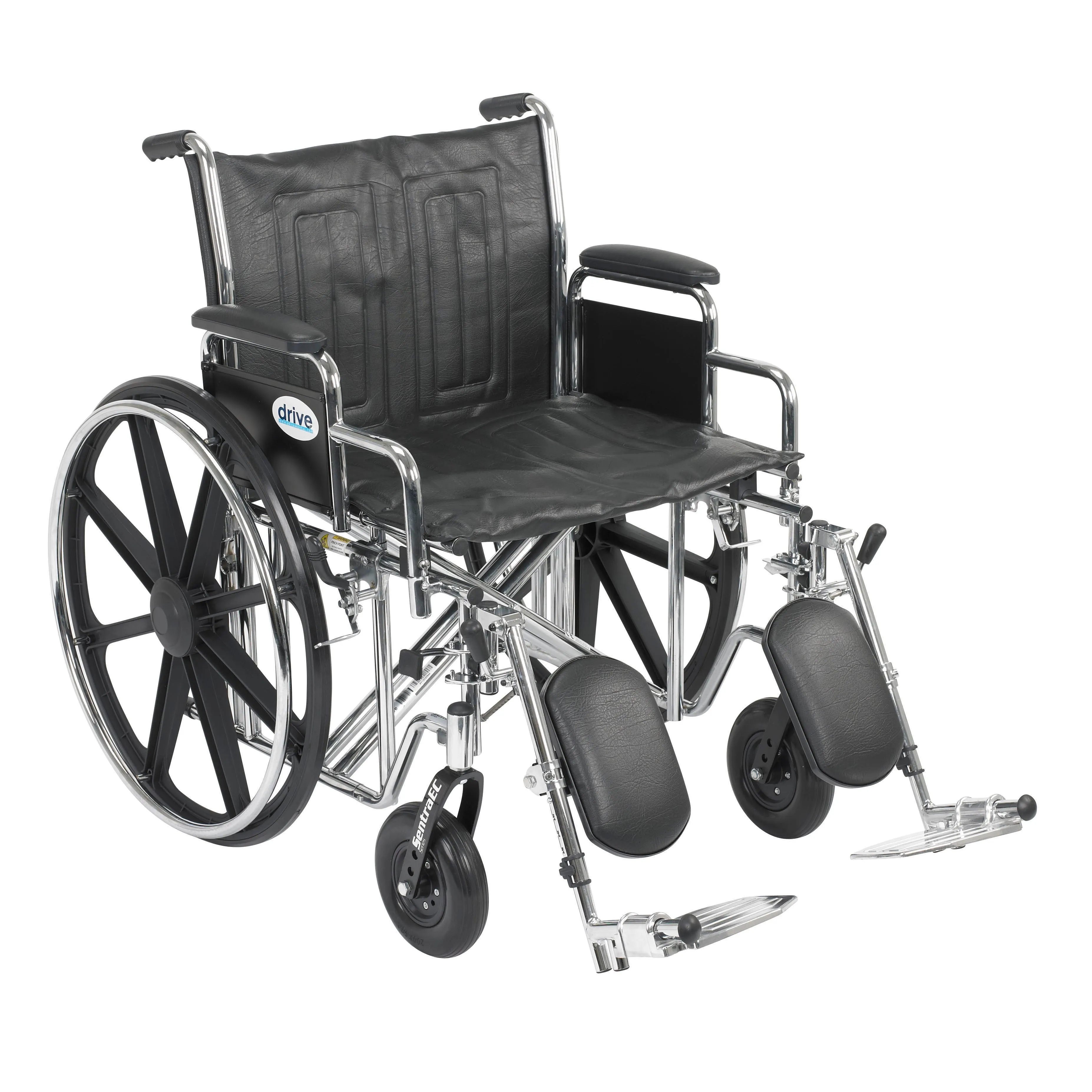 Drive Medical std22ecdda-elr Sentra EC Heavy Duty Wheelchair, Detachable Desk Arms, Elevating Leg Rests, 22" Seat