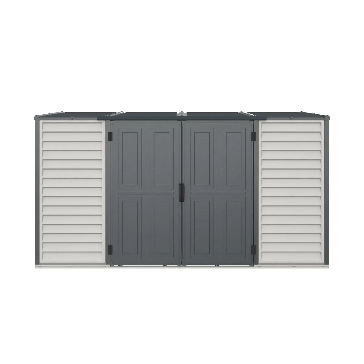 DuraMax | 10x4 ft SideMate Plus Pro Vinyl Plastic Storage Shed with Double Doors and Foundation