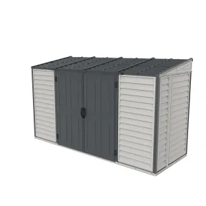 DuraMax | 10x4 ft SideMate Plus Pro Vinyl Plastic Storage Shed with Double Doors and Foundation