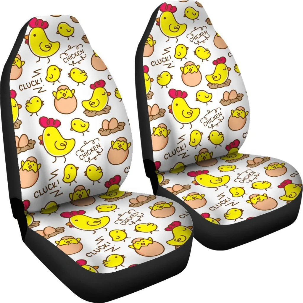 Farm Chicken Hen Chick Pattern Print Seat Cover Car Seat Covers Set 2 Pc, Car Accessories Car Mats