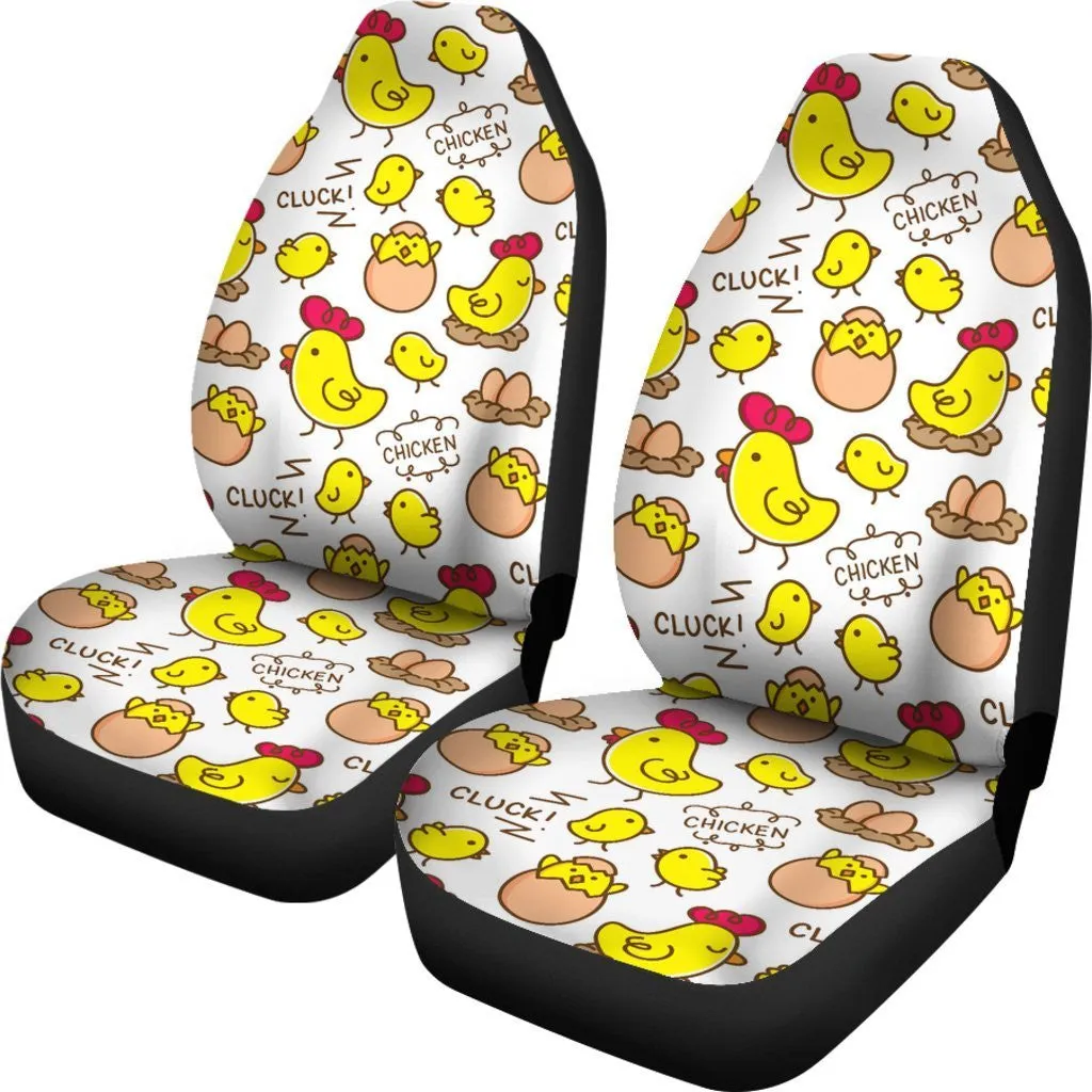 Farm Chicken Hen Chick Pattern Print Seat Cover Car Seat Covers Set 2 Pc, Car Accessories Car Mats