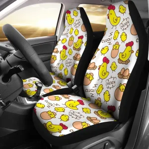 Farm Chicken Hen Chick Pattern Print Seat Cover Car Seat Covers Set 2 Pc, Car Accessories Car Mats