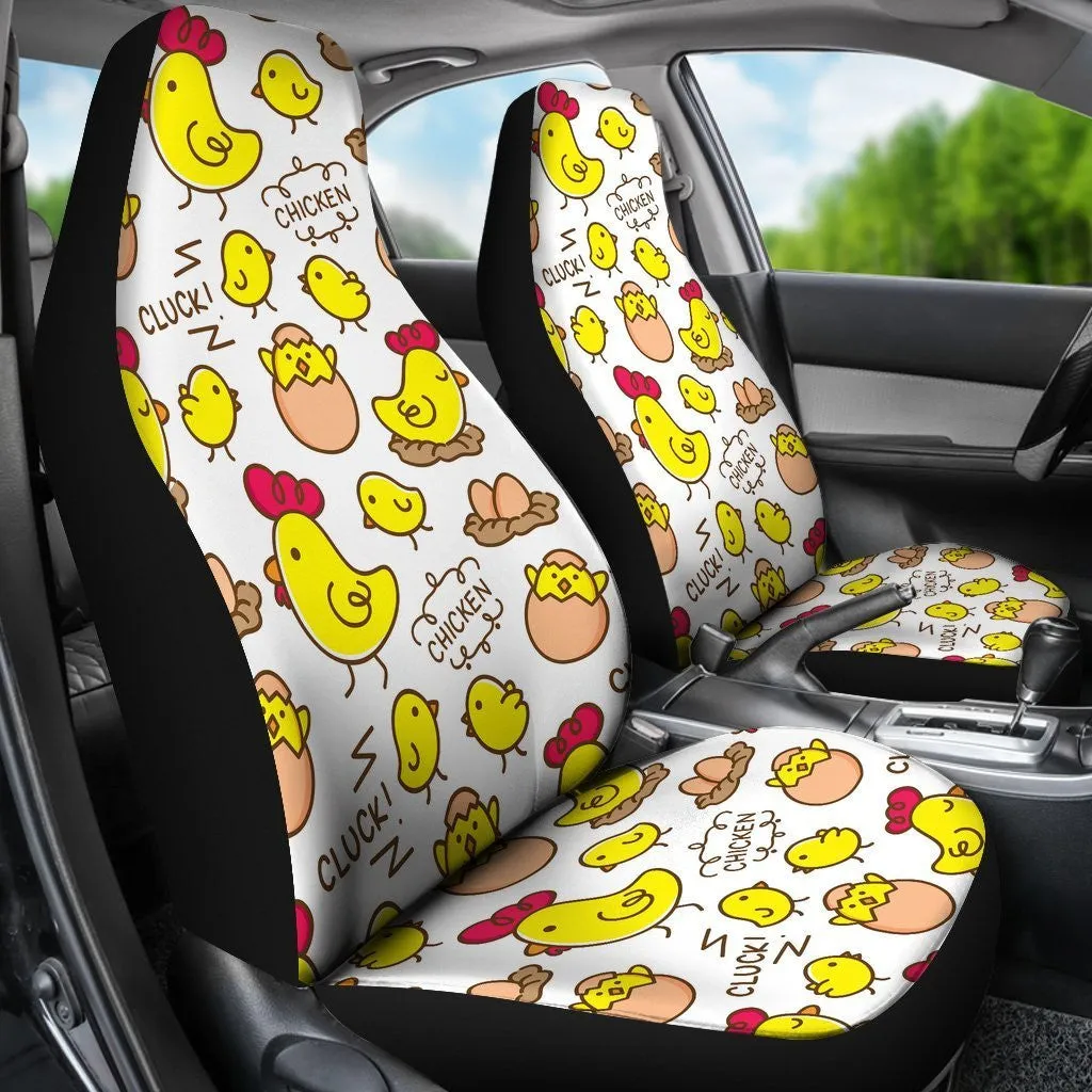 Farm Chicken Hen Chick Pattern Print Seat Cover Car Seat Covers Set 2 Pc, Car Accessories Car Mats