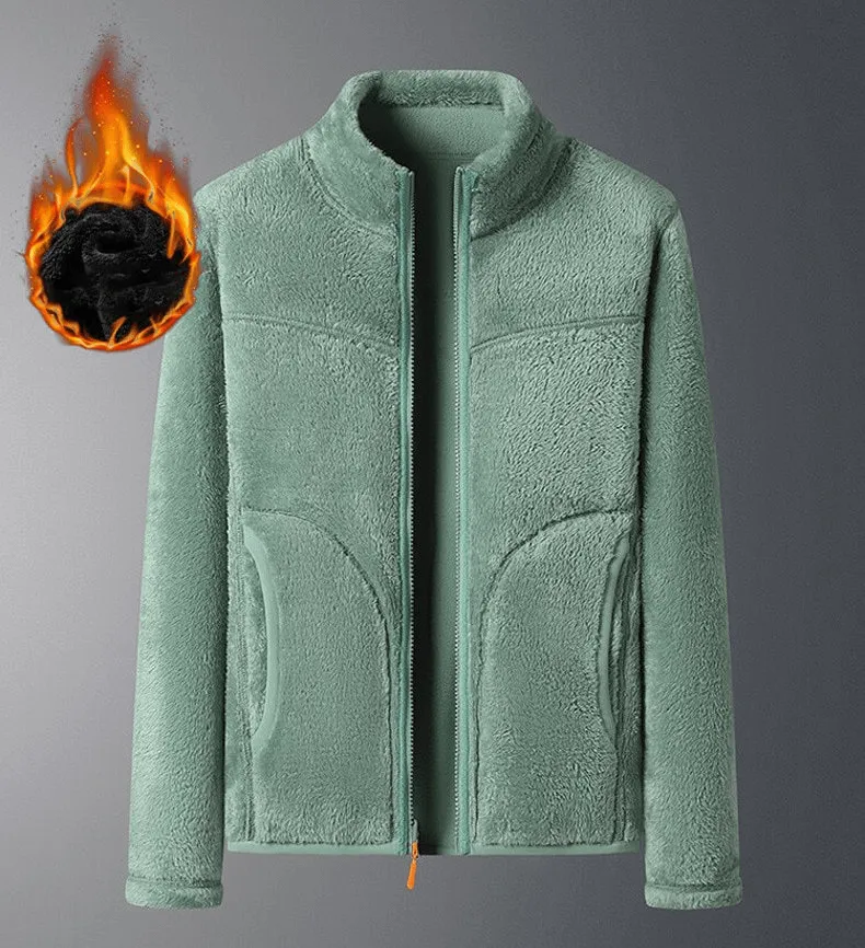 Fashionable Double Sided Fleece Jacket for Women with Zipper and Pockets - SF0907