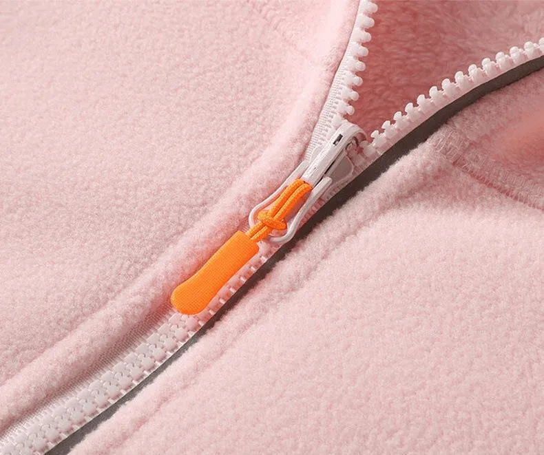 Fashionable Double Sided Fleece Jacket for Women with Zipper and Pockets - SF0907