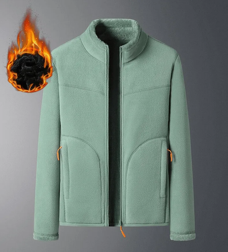 Fashionable Double Sided Fleece Jacket for Women with Zipper and Pockets - SF0907