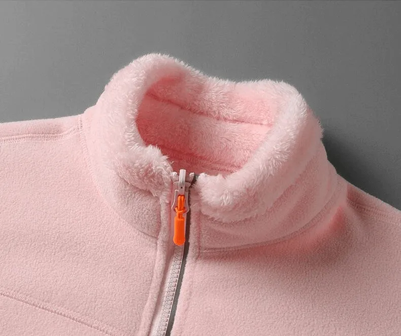 Fashionable Double Sided Fleece Jacket for Women with Zipper and Pockets - SF0907