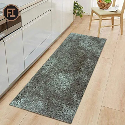 Flooring India Co FI Home Newman Microfiber Anti-Skid Water Absorbent/Soaking Washable Mat for Bathroom/Entrance/Kitchen/Bedside/Door/Living-Room/Prayer Room (Seige, 18x30 In, 45 x 75 cm, Rectangular)