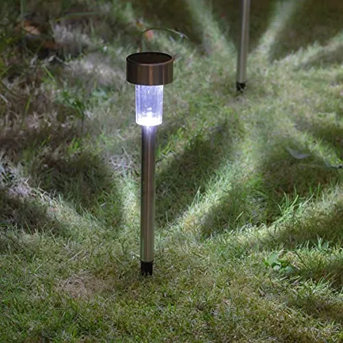 GardenKraft 17680 Solar Stake Bollard Lights | Set of 10 | White LED |Rechargeable Garden Lights