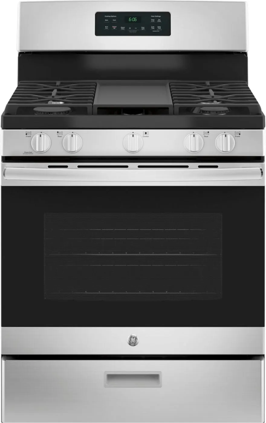 GE - 5.0 Cu. Ft. Freestanding Gas Range - Stainless steel