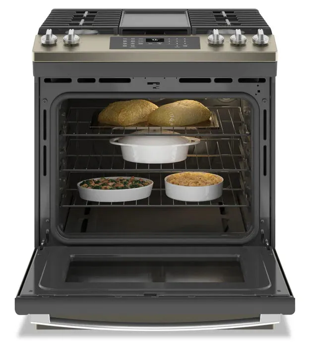 GE JCGS760EPES 30" Slide-In Convection Gas Range with No Preheat Air Fry Slate