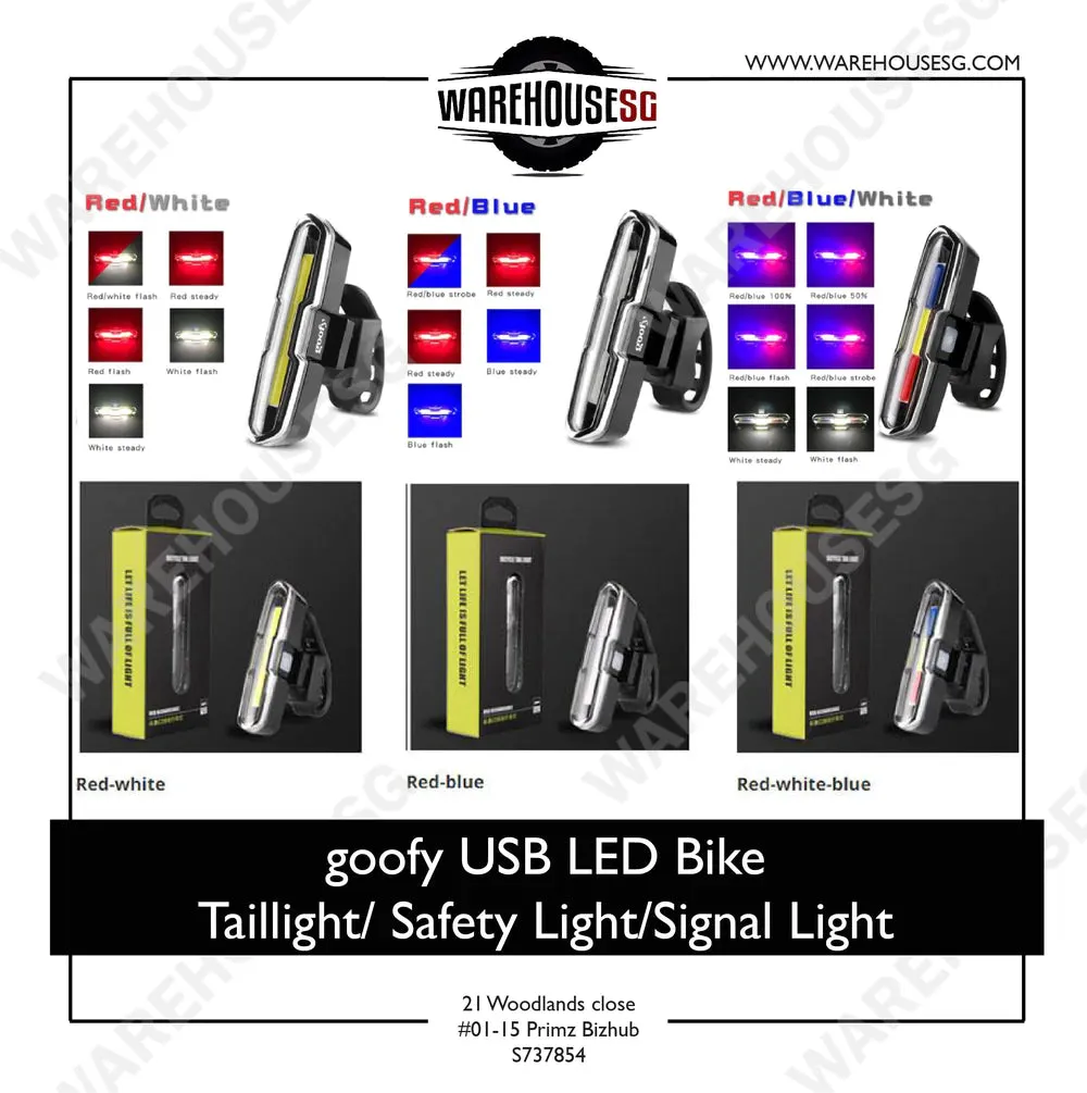 Goofy Police Blue White Red  Bicycle Light Safety  Lights Handlebar Front   Rear - Live4bikes