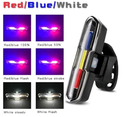 Goofy Police Blue White Red  Bicycle Light Safety  Lights Handlebar Front   Rear - Live4bikes