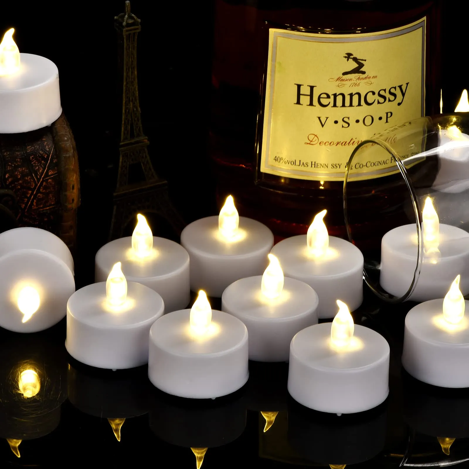 HANZIM Battery Operated LED Tea Lights: 24PACK Flameless Votive Candles Lamp Realistic and Bright Flickering Long Lasting 150Hours for Seasonal & Festival Celebration Warm White