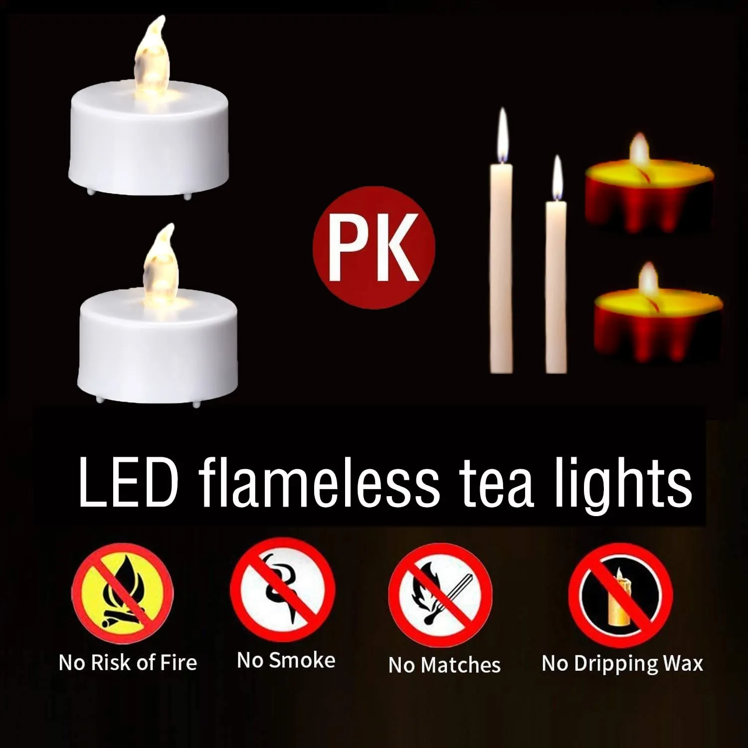 HANZIM Battery Operated LED Tea Lights: 24PACK Flameless Votive Candles Lamp Realistic and Bright Flickering Long Lasting 150Hours for Seasonal & Festival Celebration Warm White