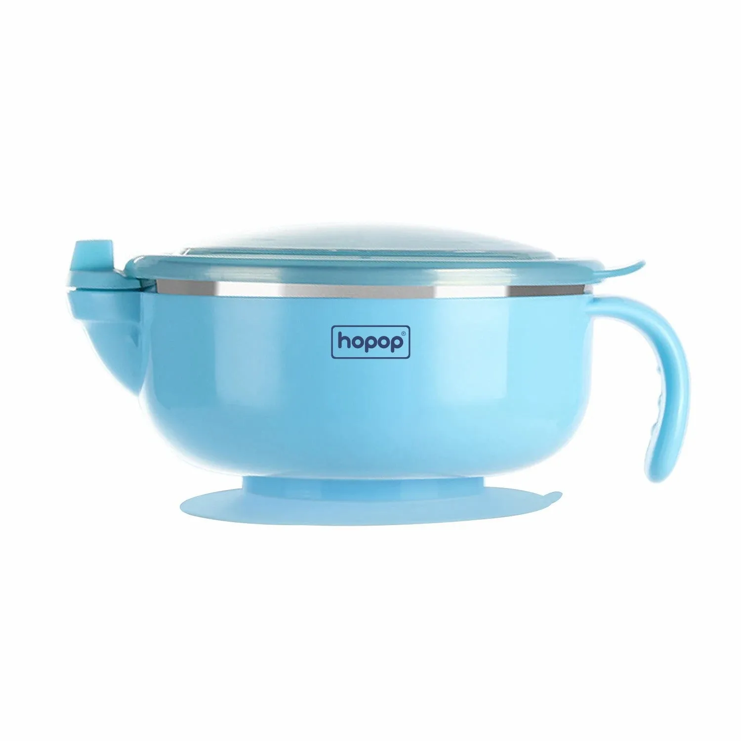 HOPOP Baby Steel Bowl  With Suction Base - Blue 6m 