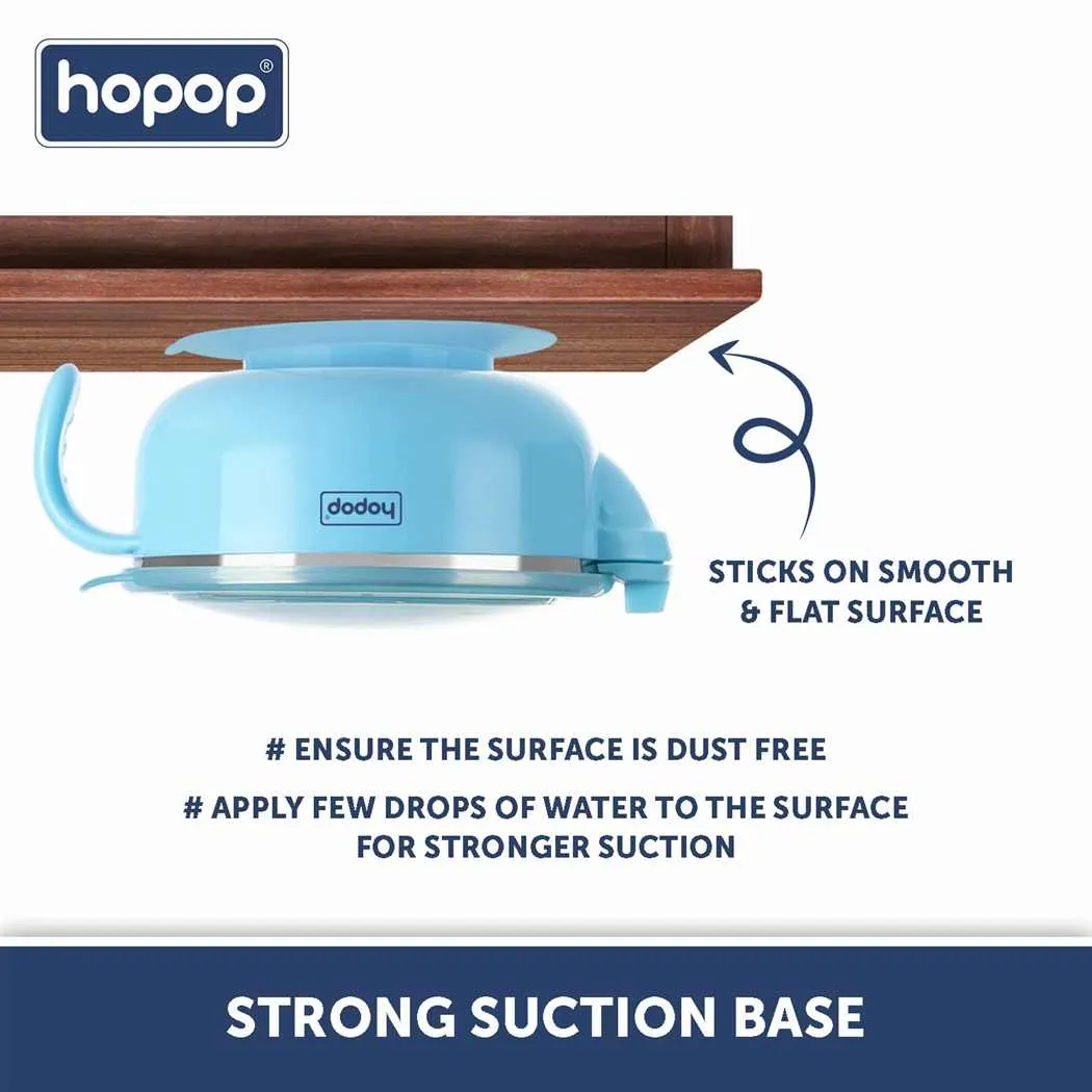 HOPOP Baby Steel Bowl  With Suction Base - Blue 6m 