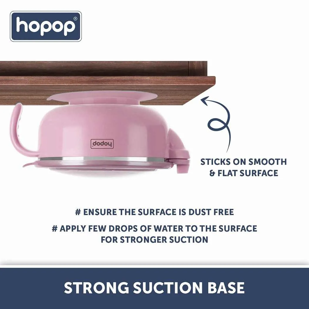 HOPOP Baby Steel Bowl  With Suction Base - Pink 6m 