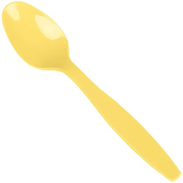 Light Yellow Heavy Weight Plastic Spoons | 24ct