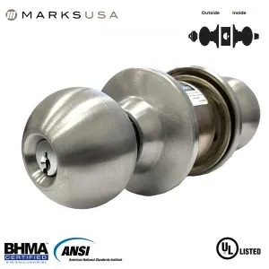 Marks USA - 210AB - 10 LINE Commercial Knob Set - 2 3/4" Backset - 32D - Satin Stainless Steel - Entrance - Grade 2