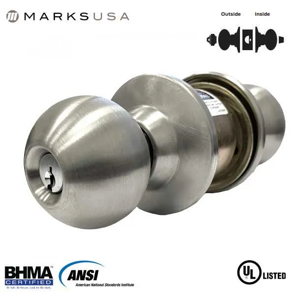 Marks USA - 210AB - 10 LINE Commercial Knob Set - 2 3/4" Backset - 32D - Satin Stainless Steel - Entrance - Grade 2