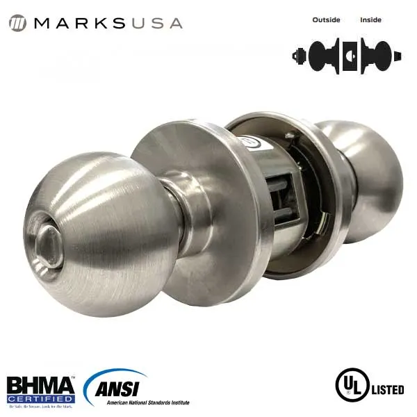 Marks USA - 210AB - 10 LINE Commercial Knob Set - 2 3/4" Backset - 32D - Satin Stainless Steel - Entrance - Grade 2