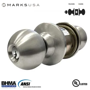 Marks USA - 210F - 10 LINE Commercial Knob Set - 2 3/4" Backset - 32D - Satin Stainless Steel - Storeroom - Grade 2