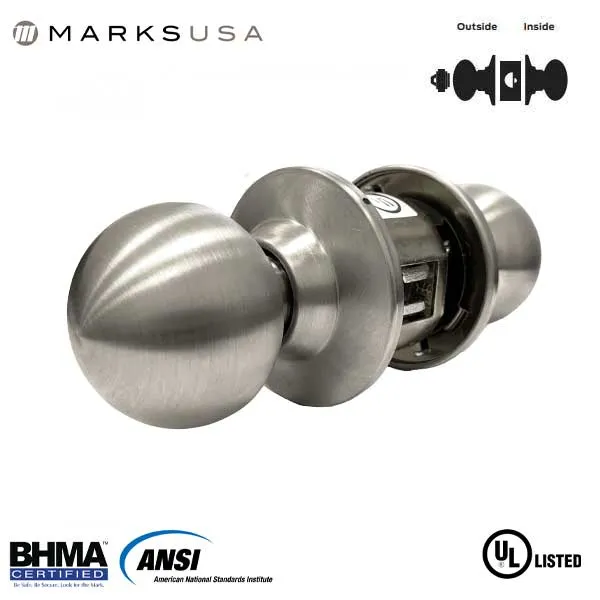 Marks USA - 210F - 10 LINE Commercial Knob Set - 2 3/4" Backset - 32D - Satin Stainless Steel - Storeroom - Grade 2